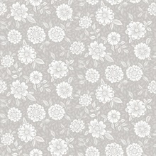 Lizette Grey Charming Floral Wallpaper