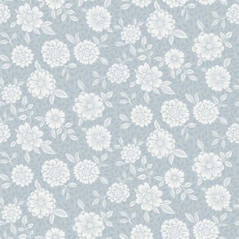 Lizette Light Blue Charming Floral Wallpaper