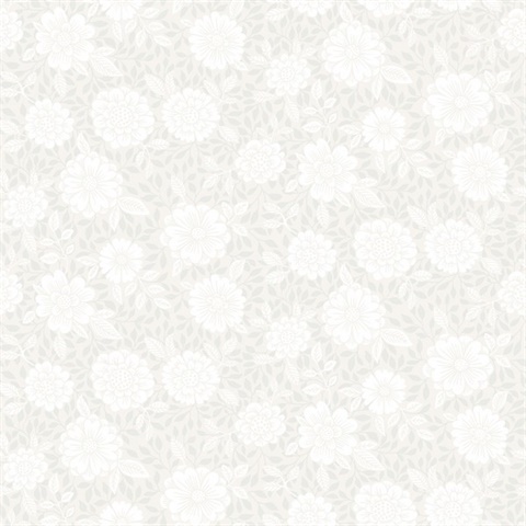 Lizette Light Grey Charming Floral Wallpaper