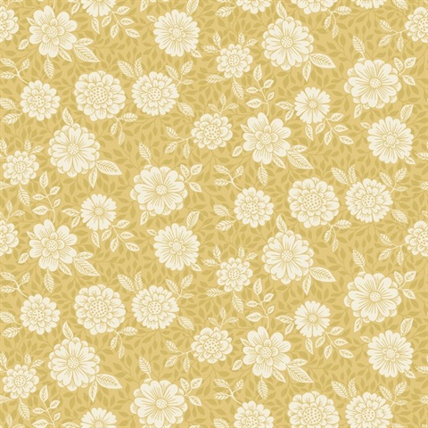 Lizette Mustard Charming Floral Wallpaper
