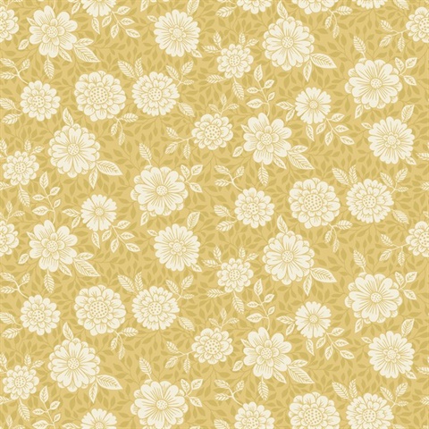 Lizette Mustard Charming Floral Wallpaper