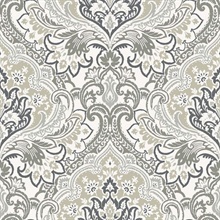 Logan Fog Damask Wallpaper