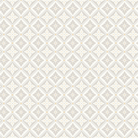 Loka Grey Geometric Floral Wallpaper