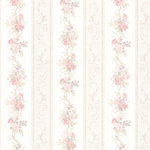 992-68300, Lorelai Blush Floral Stripe