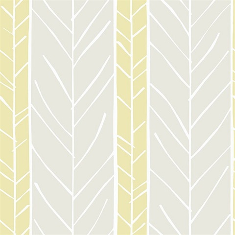Lottie Yellow Abstract Boho Chic Stripe Twig Wallpaper