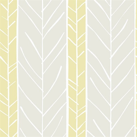 Lottie Yellow Abstract Boho Chic Stripe Twig Wallpaper