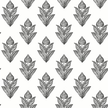 Black &amp; White Lotus Plant Motif Wallpaper