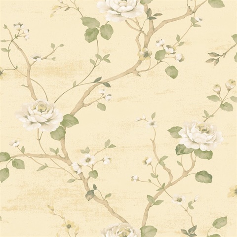 Beige &amp; Green Luisella Floral Wallpaper