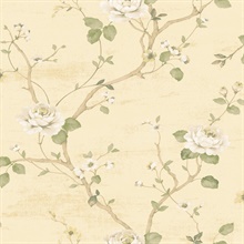 Beige &amp; Green Luisella Floral Wallpaper