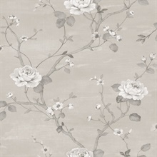 Dark Taupe & Grey Luisella Floral Wallpaper