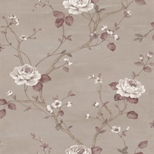 Dark Purple & Taupe Luisella Floral Wallpaper