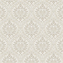 Luna Ogee Floral & Leaf Large Damask Beige Wallpaper