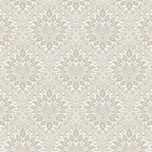 Luna Ogee Floral &amp; Leaf Large Damask Beige Wallpaper