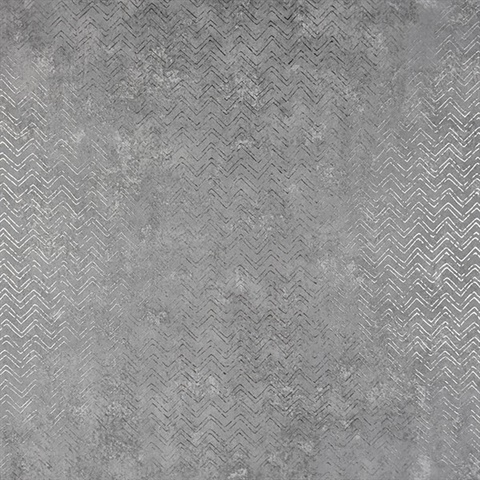 Luna Pewter Distressed Chevron Wallpaper