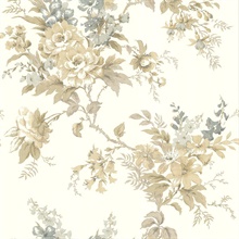 Lush Taupe Floral Trail Wallpaper