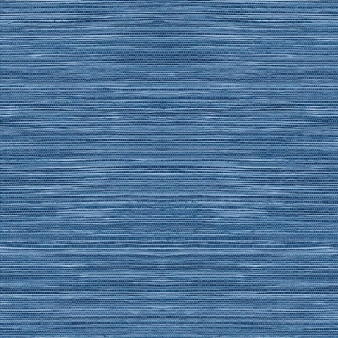 Luxe Sisal Grasscloth Coastal Blue Peel and Stick Wallpaper