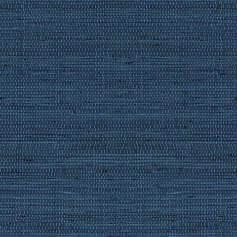 Luxe Weave Grasscloth Coastal Blue Peel and Stick Wallpaper