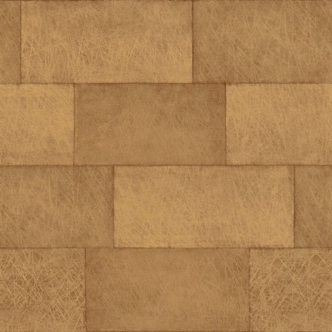 Lyell Brown Faux Textured Block Stone Wallpaper