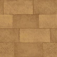 Lyell Brown Faux Textured Block Stone Wallpaper
