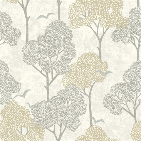 Lykke Neutral Textured Tree Wallpaper