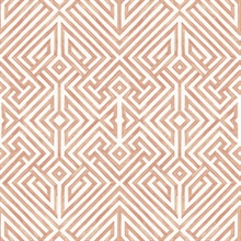 Lyon Coral Geometric Key Trellis Wallpaper