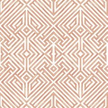 Lyon Coral Geometric Key Trellis Wallpaper