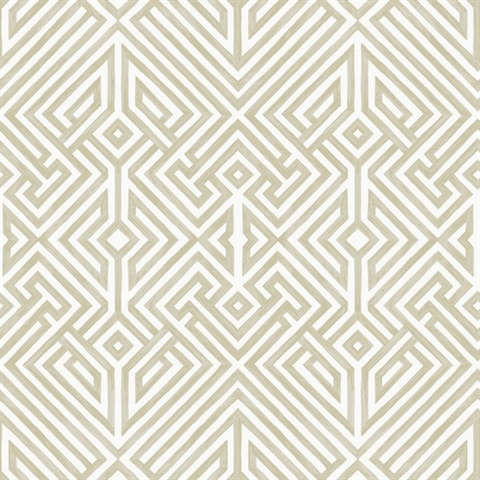 Lyon Gold Geometric Key Trellis Wallpaper