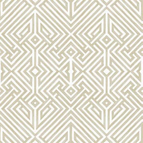 Lyon Gold Geometric Key Trellis Wallpaper