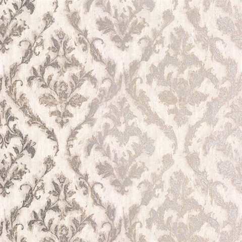 Lyra Light Grey Damask Wallpaper