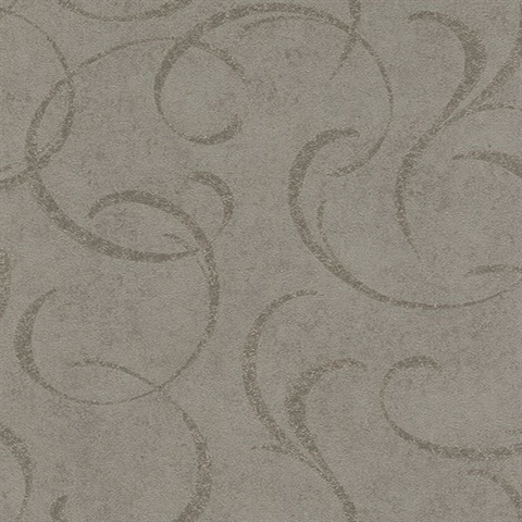 Lysander Taupe Scrolls Wallpaper