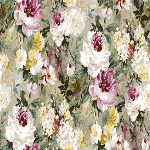 Macau Magenta Painterly Floral Wallpaper