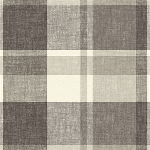 Madaket Charcoal Textured Plaid Wallpaper