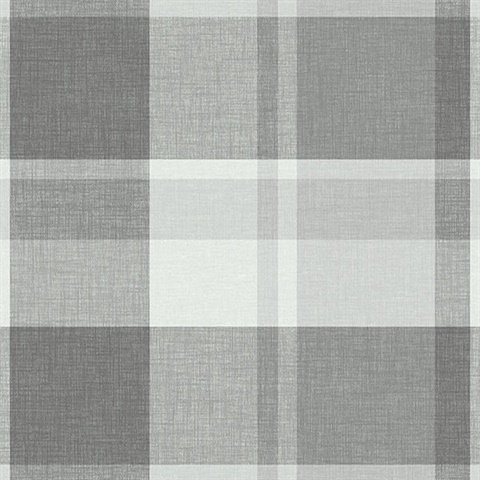 Madaket Dark Grey Textured Plaid Wallpaper