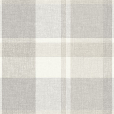 Madaket Light Grey Textured Plaid Wallpaper