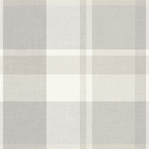 Madaket Light Grey Textured Plaid Wallpaper