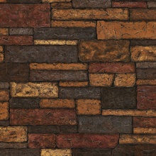 Madeline Dark Brown &amp; Red Stone Textured Wallpaper