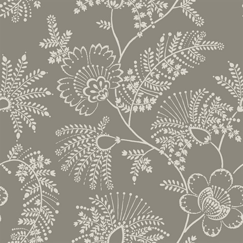 Maeve Grey Jacobean Large Floral & Leaf Wallpaper