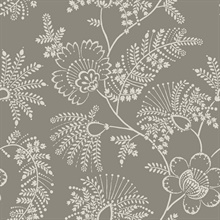Maeve Grey Jacobean Large Floral & Leaf Wallpaper