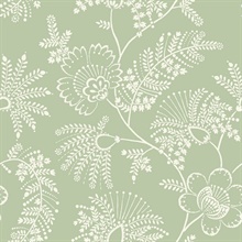 Maeve Sage Jacobean Large Floral & Leaf Wallpaper