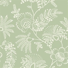 Maeve Sage Jacobean Large Floral &amp; Leaf Wallpaper