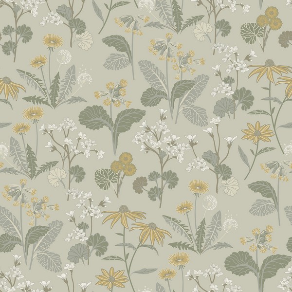 4080-92134  Magdalena Light Green Dandelion Floral Wallpaper