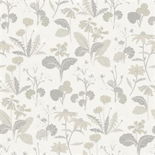 Magdalena Light Grey Dandelion Floral Wallpaper
