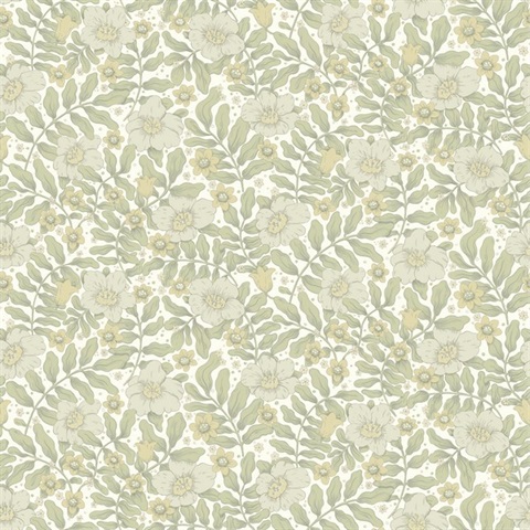 Maggan Sage Floral Trail Wallpaper