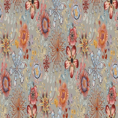 Magic Garden Grey Peel and Stick Wallpaper
