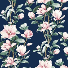 Magnolia Trail Floral Navy & Blush Peel and Stick Wallpaper