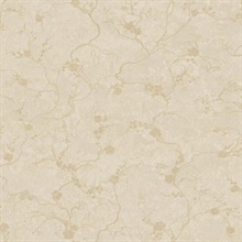 Mahina Gold Subtle Metallic Floral Vine Wallpaper
