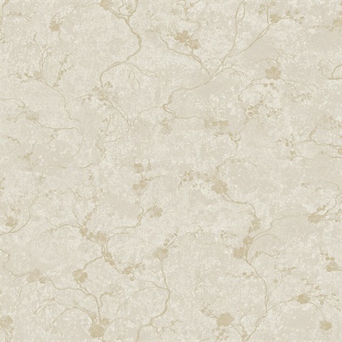 Mahina Pearl Subtle Metallic Floral Vine Wallpaper