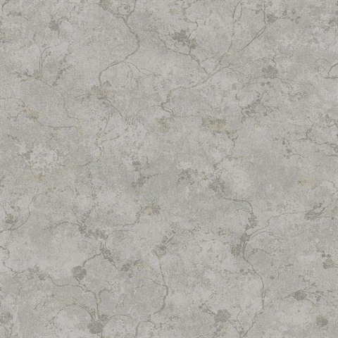 Mahina Pewter Subtle Metallic Floral Vine Wallpaper