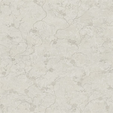 Mahina Silver Subtle Metallic Floral Vine Wallpaper