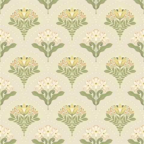 Maj Light Grey Floral Damask Wallpaper